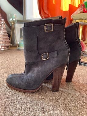 Blue Suede High-Heel Ankle Boots - Women